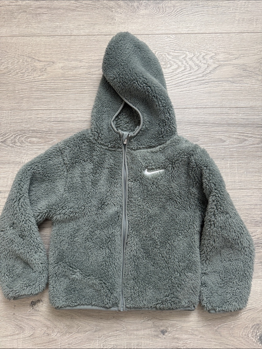 Nike Kids Sherpa Zip Hoodie - Gray Green